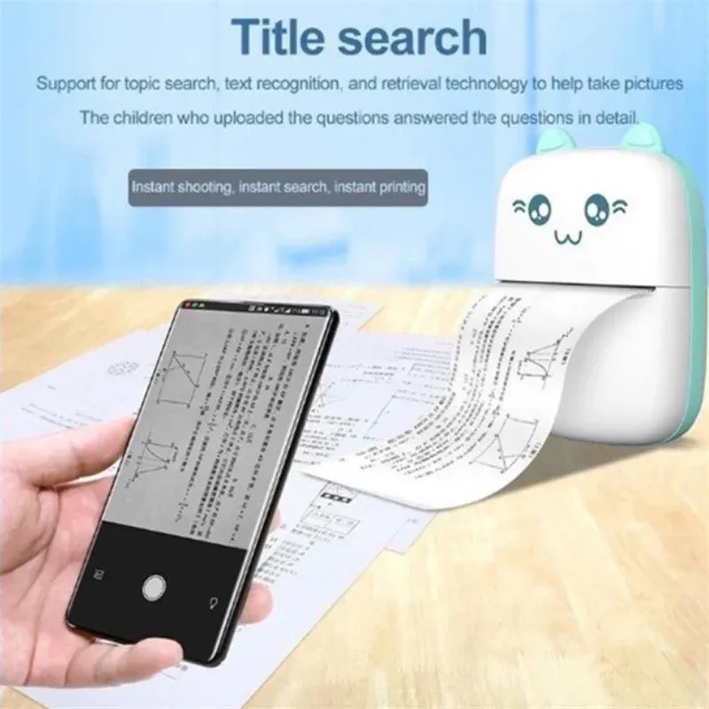 Portable Thermal Printer Bluetooth Mini Cat Pocket Printer (PINK)
