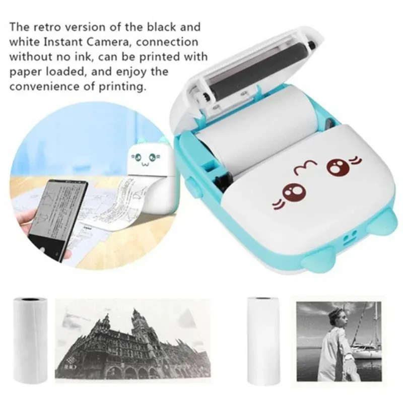 Portable Thermal Printer Bluetooth Mini Cat Pocket Printer (PINK)