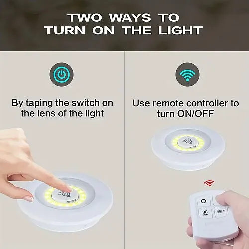 Lot de 3 Spots Led Sans Fil avec Télécommande