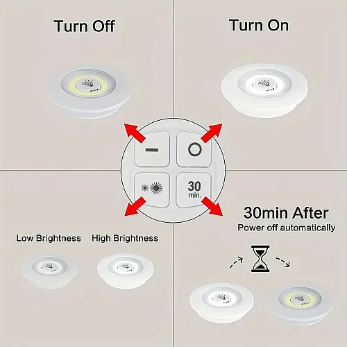 Lot de 3 Spots Led Sans Fil avec Télécommande